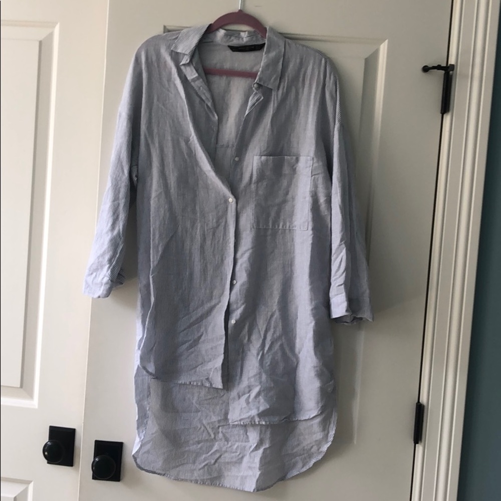 Pinstripe button up dress